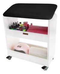 Apoio De Pé/ Perna Para Manicure Pedicure C/ Gaveta Spa Pés Cor Preto